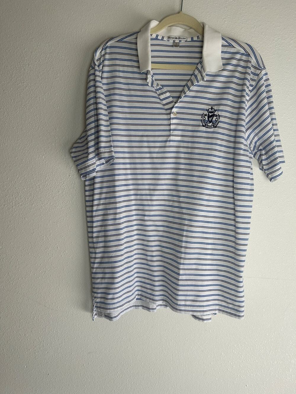 Peter Millar Summer Comfort Men's Blue Burlingame Country Club Polo Size L Flaw